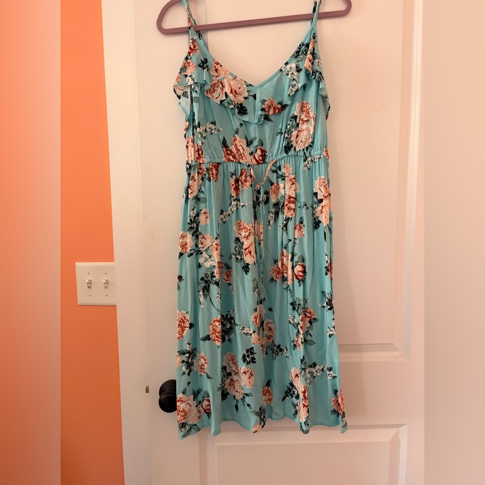 Torrid Floral Mini Dress in Blue and Pink